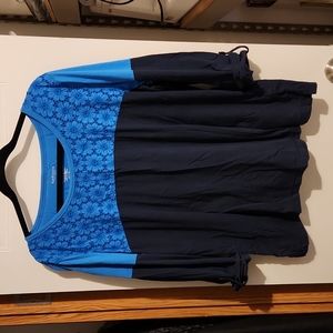 Van Heusen Color Block Floral Eyelet Top